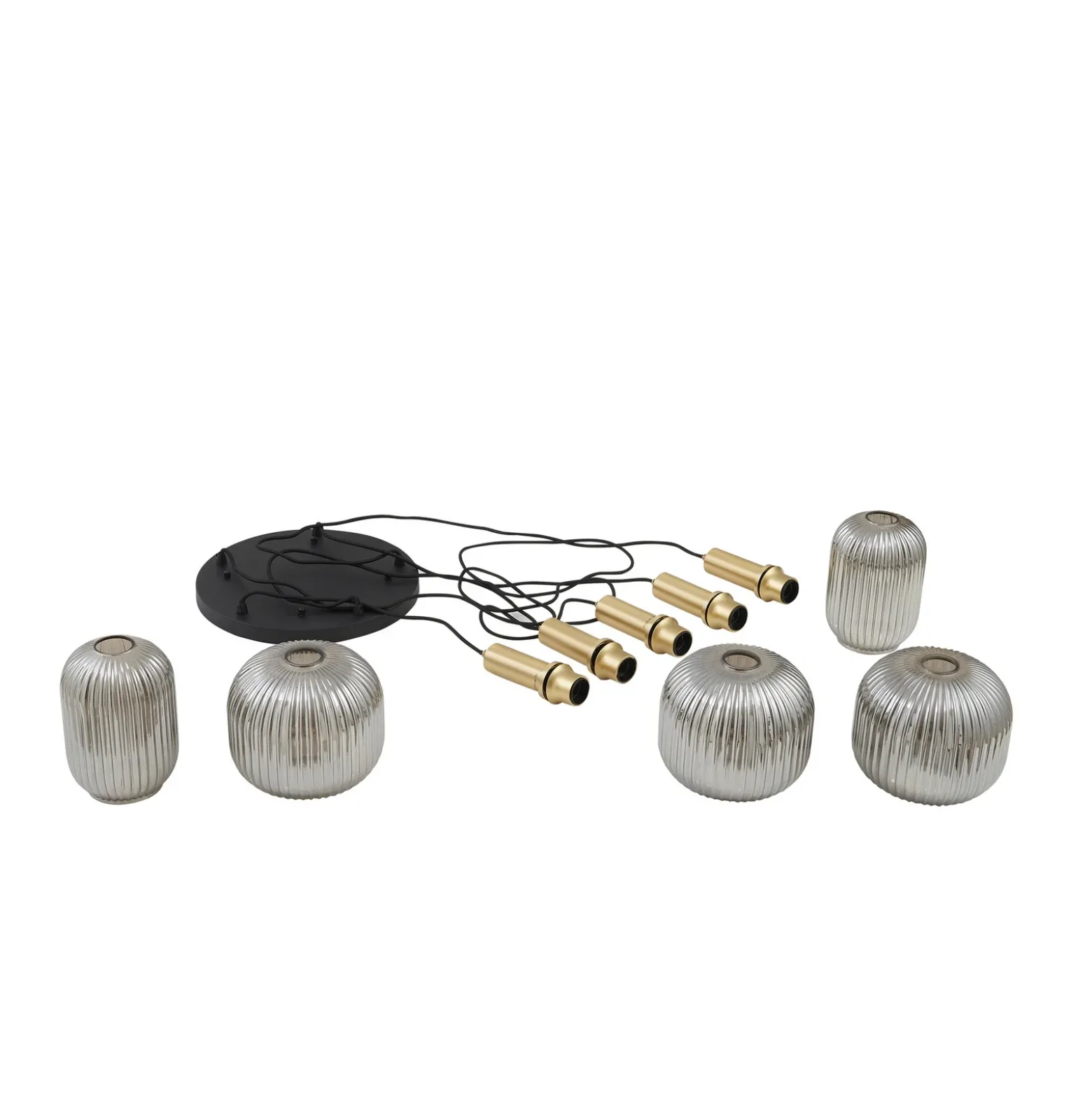 Lindby Lámpara colgante Doroteo, 5 luces, gris, cristal