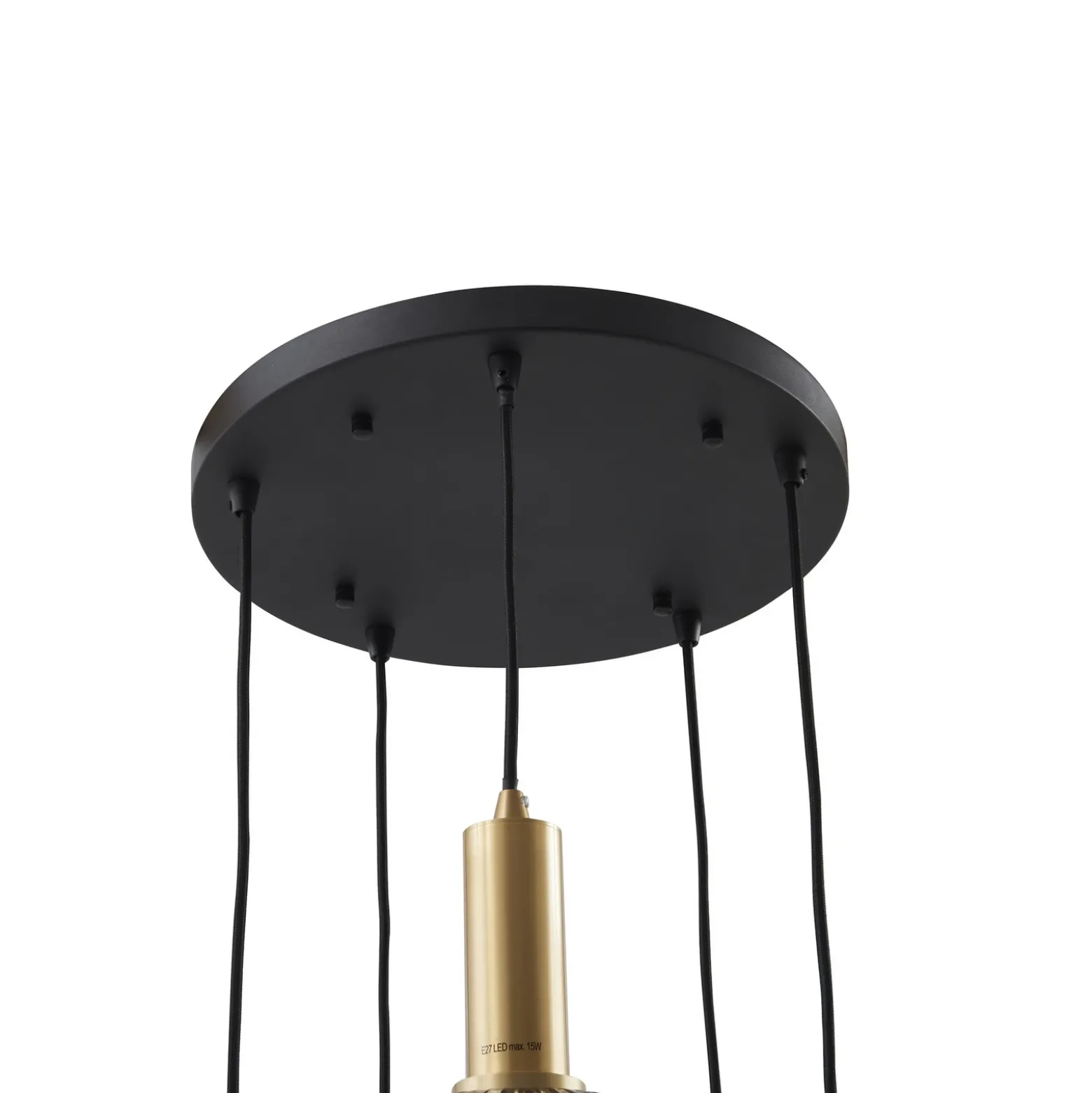 Lindby Lámpara colgante Doroteo, 5 luces, gris, cristal