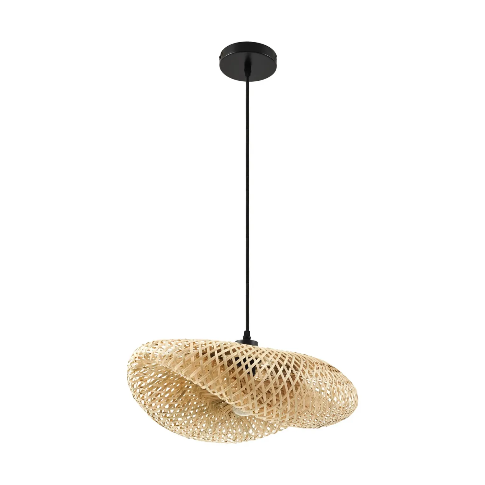 Lindby lámpara colgante Eleane, bambú, natural, longitud 50 cm, E27