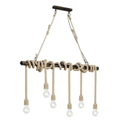 Lindby lámpara colgante Hajo, 100 cm, 6 luces, colgante de cuerda