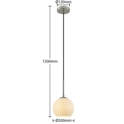 Lindby Lámpara colgante Jurian 1 luz, níquel/opal