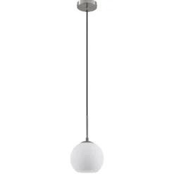 Lindby Lámpara colgante Jurian 1 luz, níquel/opal