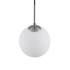 Lindby Lámpara colgante Jurian 1 luz, níquel/opal
