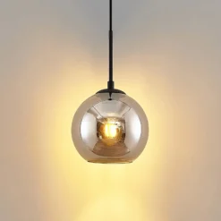 Lindby Lámpara colgante Jurian 1 luz, negro/humo