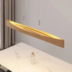 Lindby lámpara colgante LED Beazina, roble, metal, 118cm