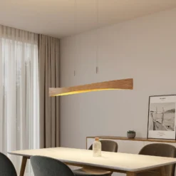 Lindby lámpara colgante LED Beazina, roble, metal, 118cm