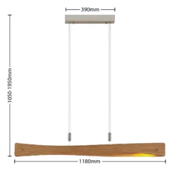 Lindby lámpara colgante LED Beazina, roble, metal, 118cm