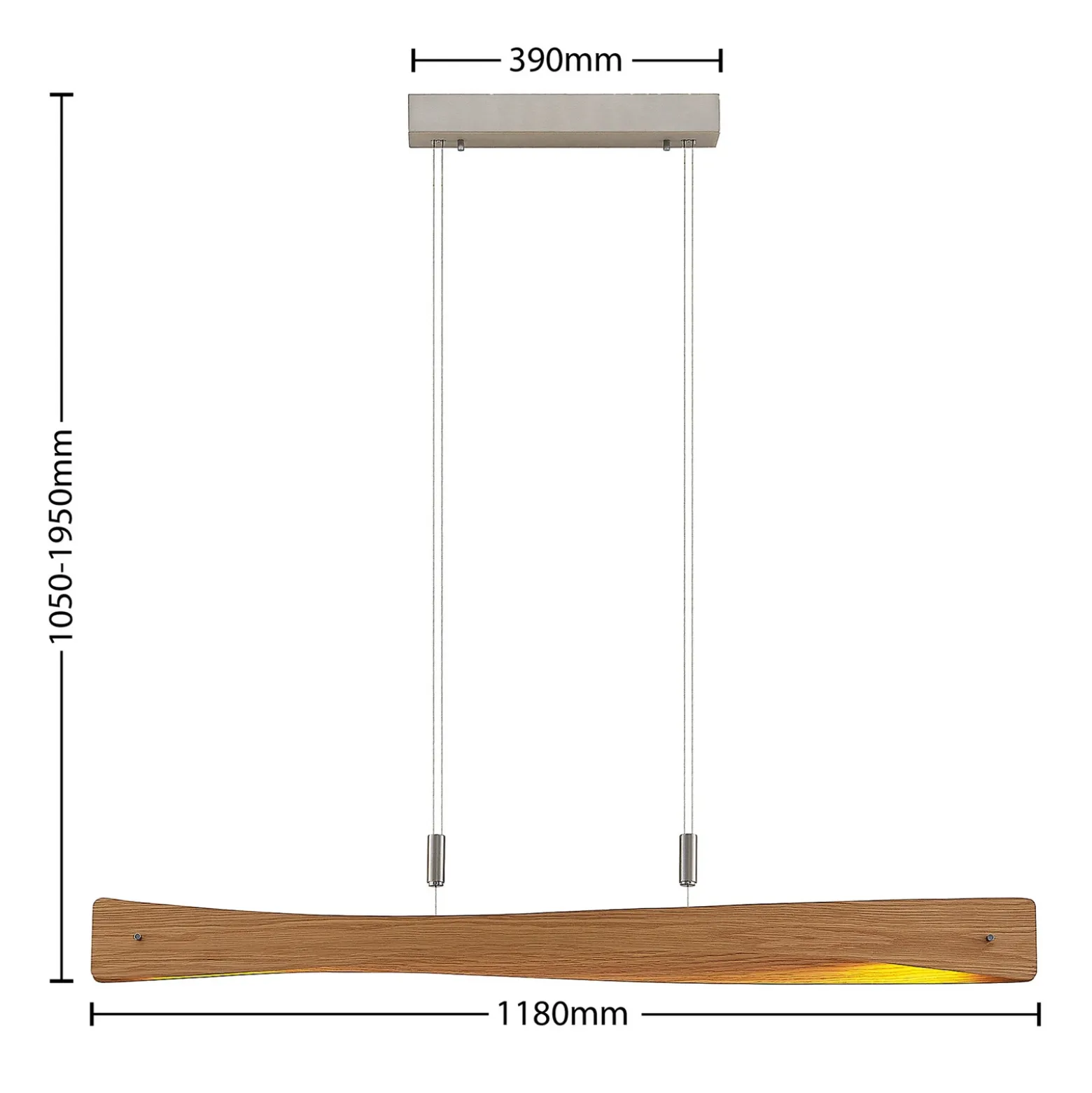 Lindby lámpara colgante LED Beazina, roble, metal, 118cm