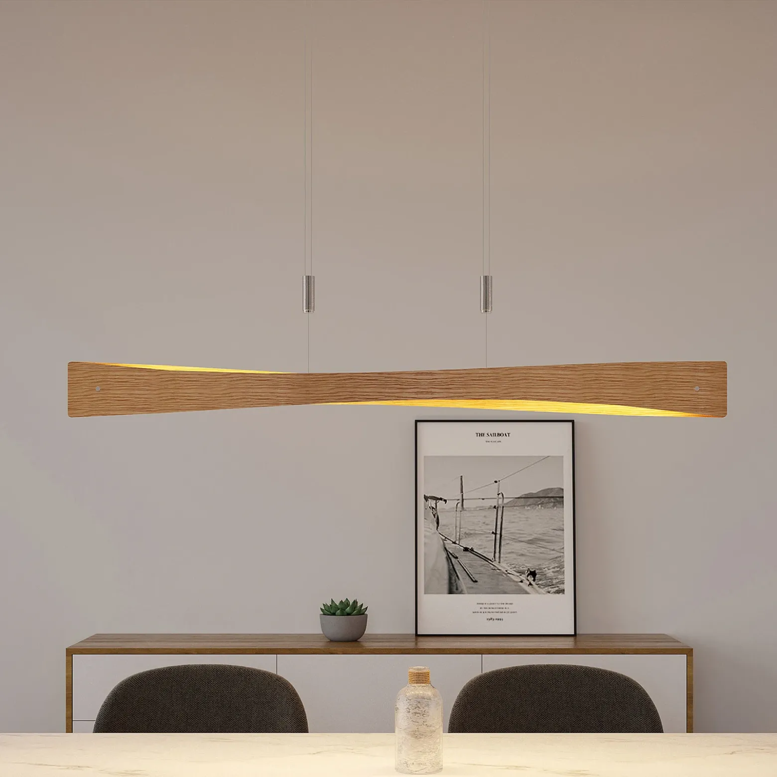 Lindby lámpara colgante LED Beazina, roble, metal, 118cm