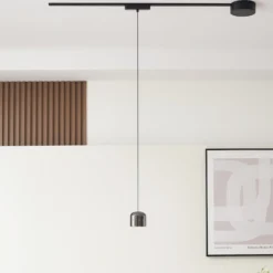 Lindby lámpara colgante LED Lumaro,negro,Ø8,2cm,aluminio,48V,atenuable