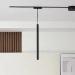 Lindby lámpara colgante LED Lumaro, negro, Ø3cm,aluminio,48V,atenuable