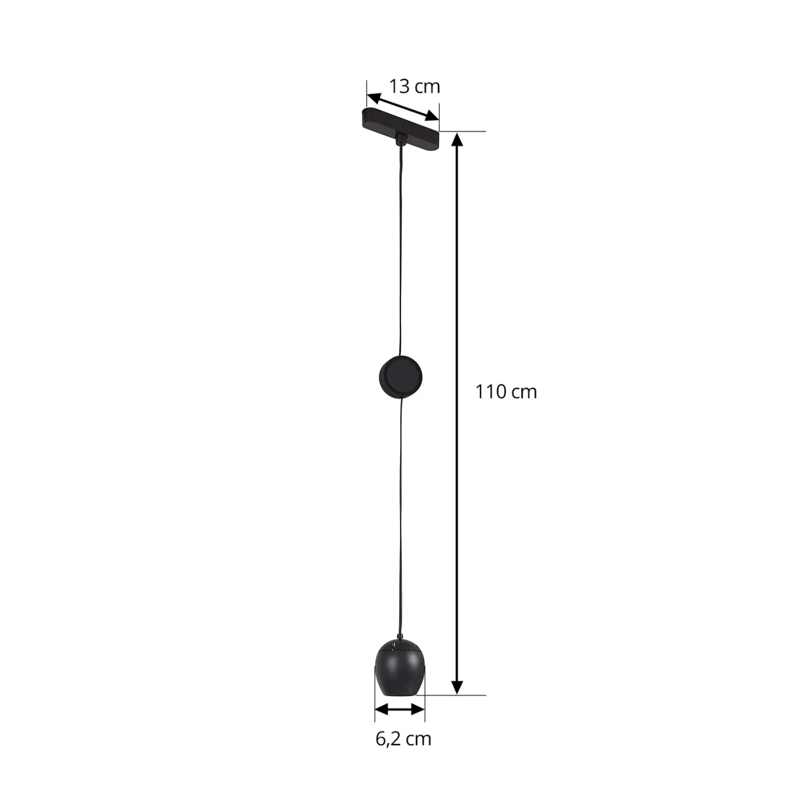 Lindby lámpara colgante LED Lumaro, negro,Ø6,2 cm,48V,atenuable