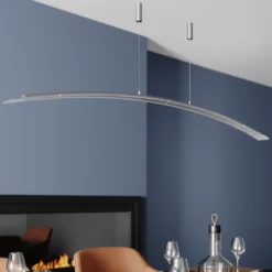 Lindby Lámpara colgante LED Manon, regulable en altura, gris, metal