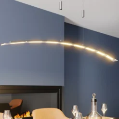 Lindby Lámpara colgante LED Manon, regulable en altura, gris, metal