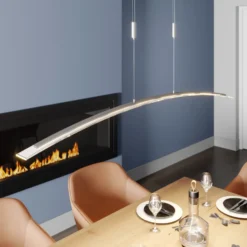 Lindby Lámpara colgante LED Manon, regulable en altura, gris, metal