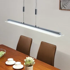 Lindby lámpara colgante LED Sladja, cromo, cristal, regulador táctil