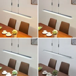 Lindby lámpara colgante LED Sladja, cromo, cristal, regulador táctil