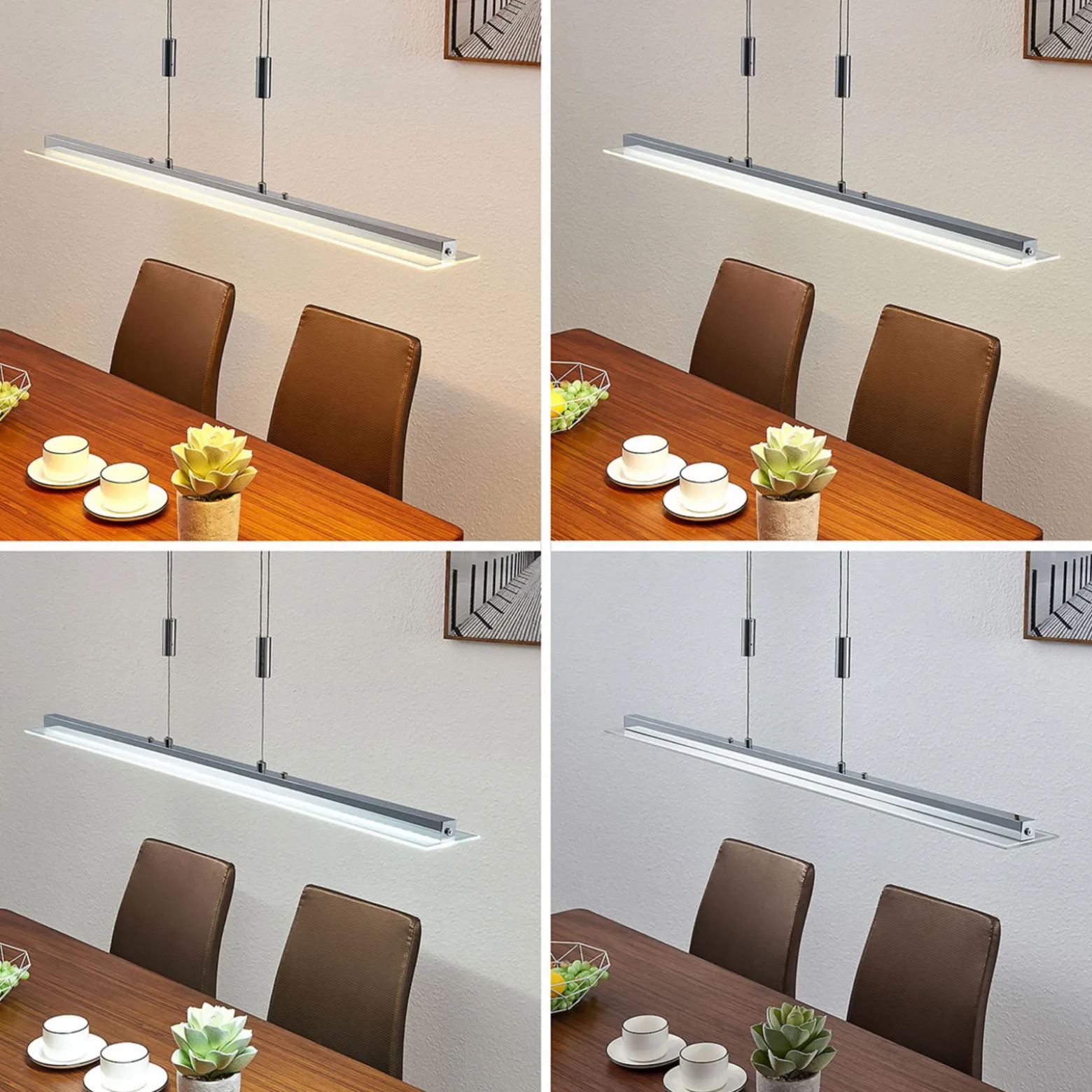 Lindby lámpara colgante LED Sladja, cromo, cristal, regulador táctil