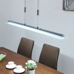 Lindby lámpara colgante LED Sladja, cromo, cristal, regulador táctil