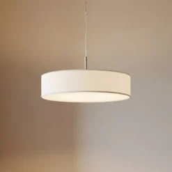 Lindby lámpara colgante Sebatin, Ø 50 cm, blanco, tela, E27