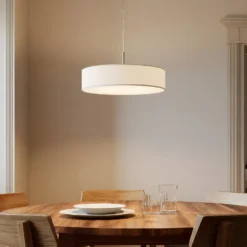 Lindby lámpara colgante Sebatin, Ø 50 cm, blanco, tela, E27