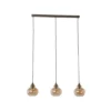 Lindby lámpara colgante Tymoni, 3 luces, ámbar, cristal, Ø 20 cm