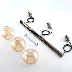Lindby lámpara colgante Tymoni, 3 luces, ámbar, cristal, Ø 20 cm