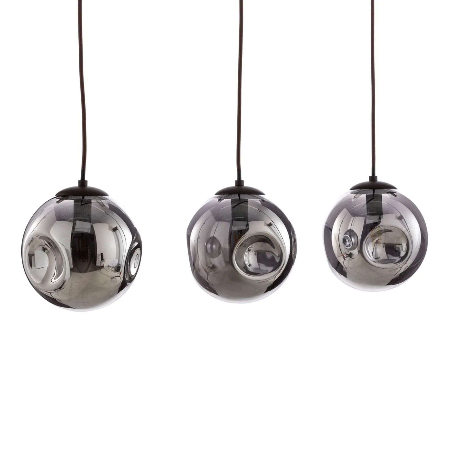 Lindby lámpara colgante Valentina, E14, 3 luces, gris ahumado, cristal