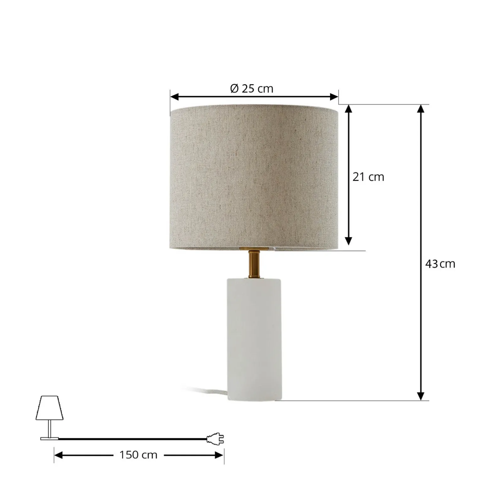 Lindby lámpara de mesa Alabastro, blanco/beige, Ø 25 cm, mármol, E27
