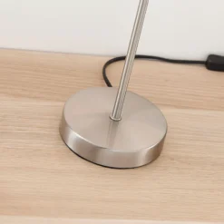 Lindby lámpara de mesa Annatina, blanco, níquel, altura 48 cm, textil