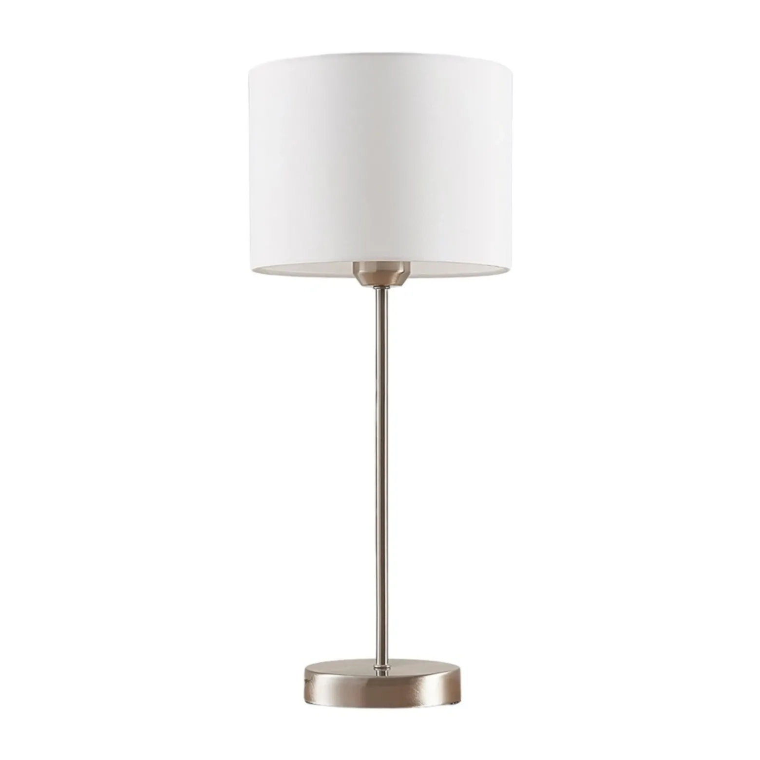 Lindby lámpara de mesa Annatina, blanco, níquel, altura 48 cm, textil