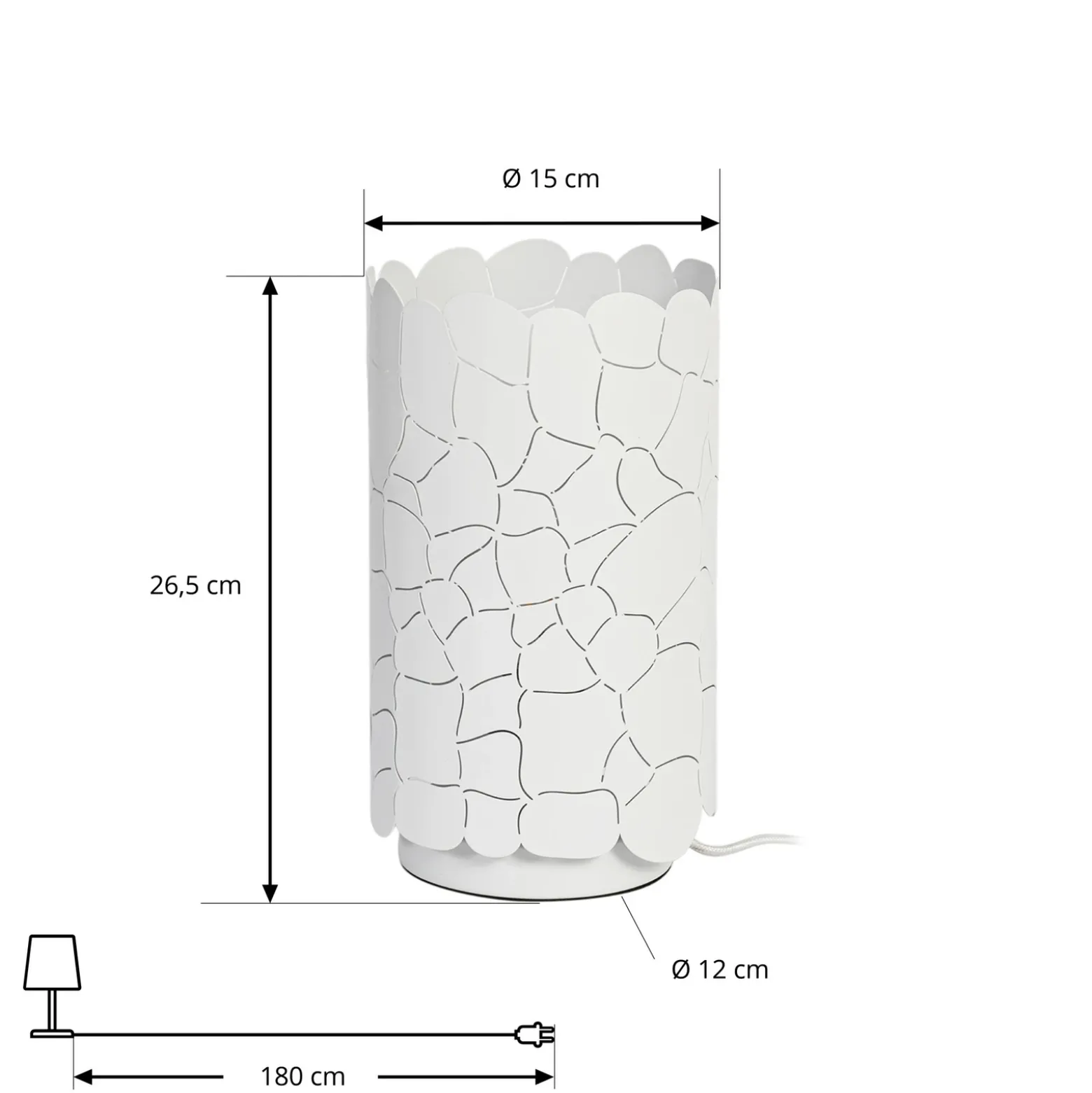 Lindby lámpara de mesa Aralena, blanca, metal, altura 26,5 cm