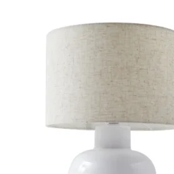 Lindby lámpara de mesa Arved, blanco, textil, cerámica, 46 cm
