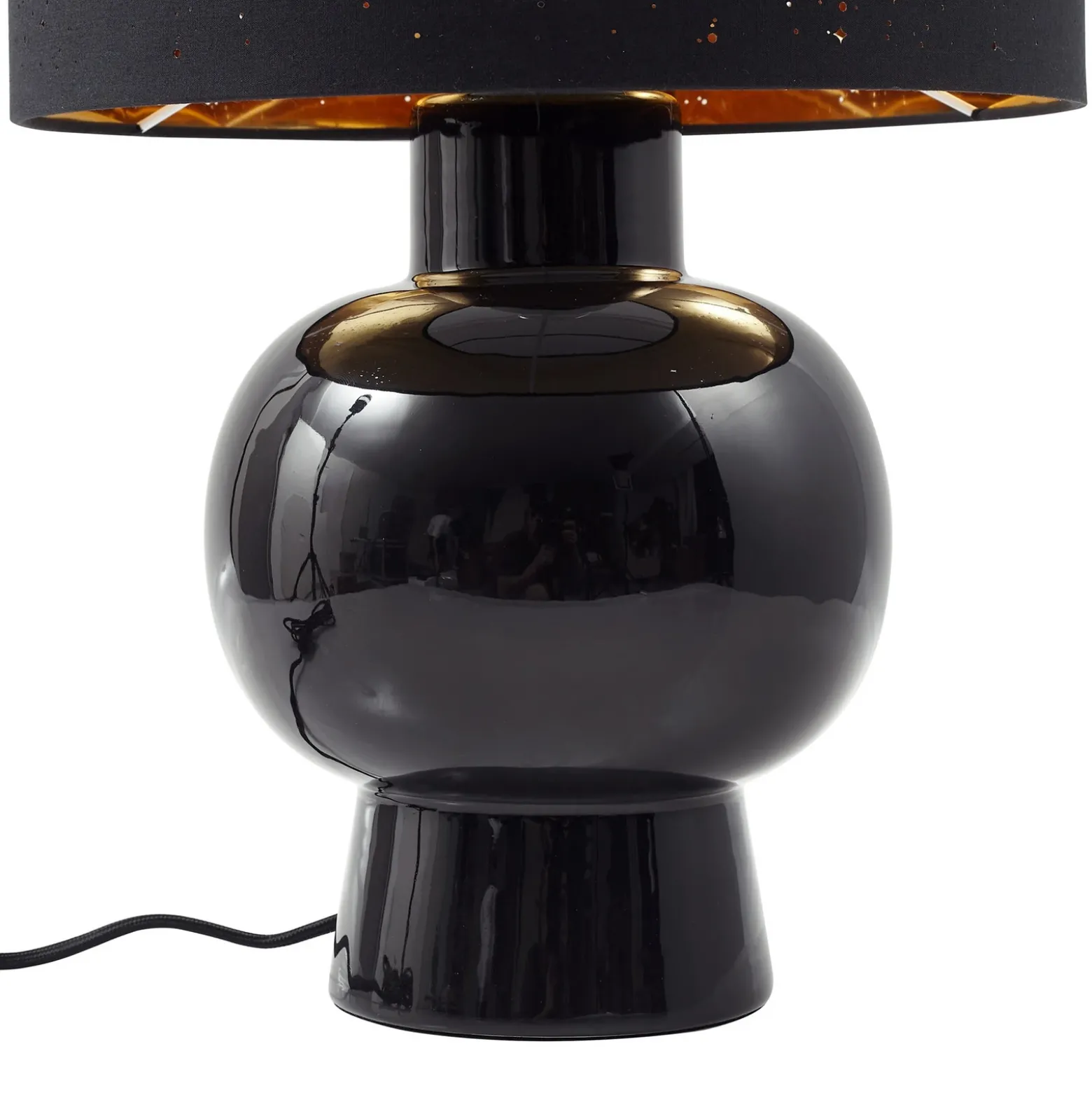 Lindby lámpara de mesa Arved, negro, textil, cerámica, 46 cm