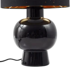 Lindby lámpara de mesa Arved, negro, textil, cerámica, 46 cm