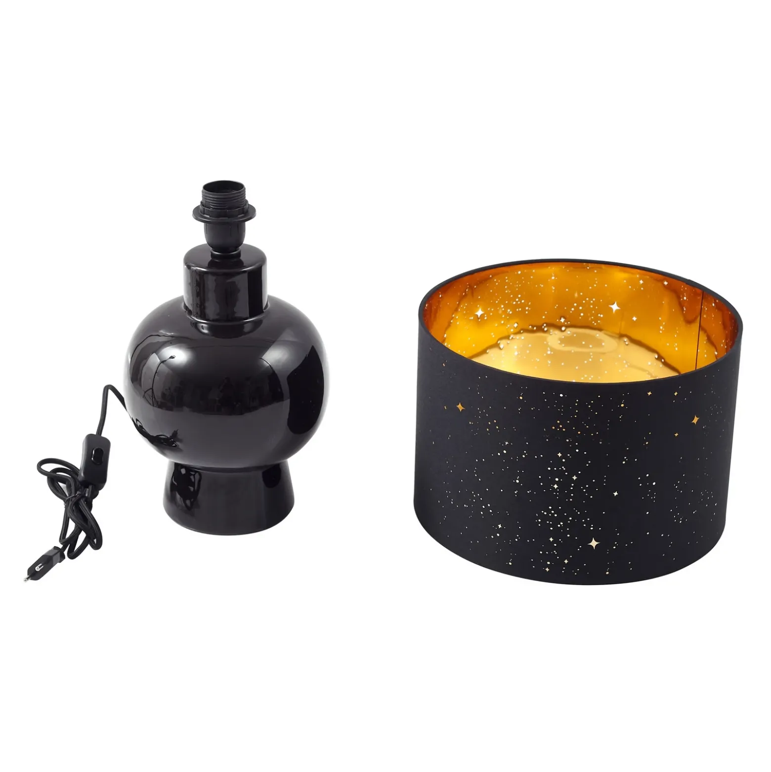Lindby lámpara de mesa Arved, negro, textil, cerámica, 46 cm