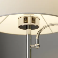 Lindby lámpara de mesa Benjiro, blanco, textil, lámpara de lectura, 52cm