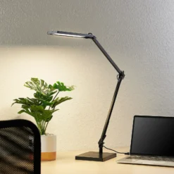 Lindby Lámpara de mesa LED Antisa, negra, CCT, atenuable