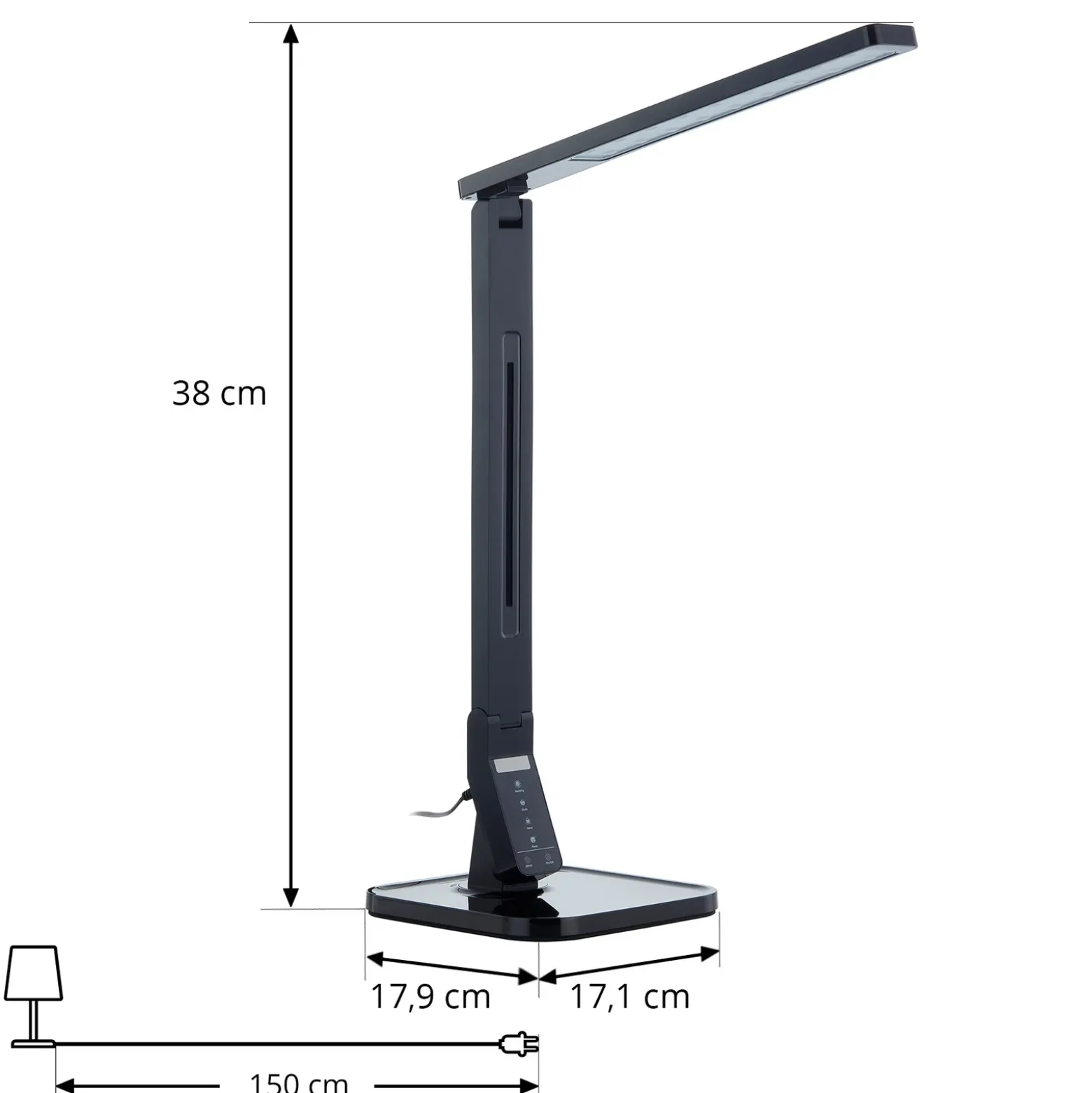 Lindby lámpara de mesa LED Eleni, negra, CCT, atenuable