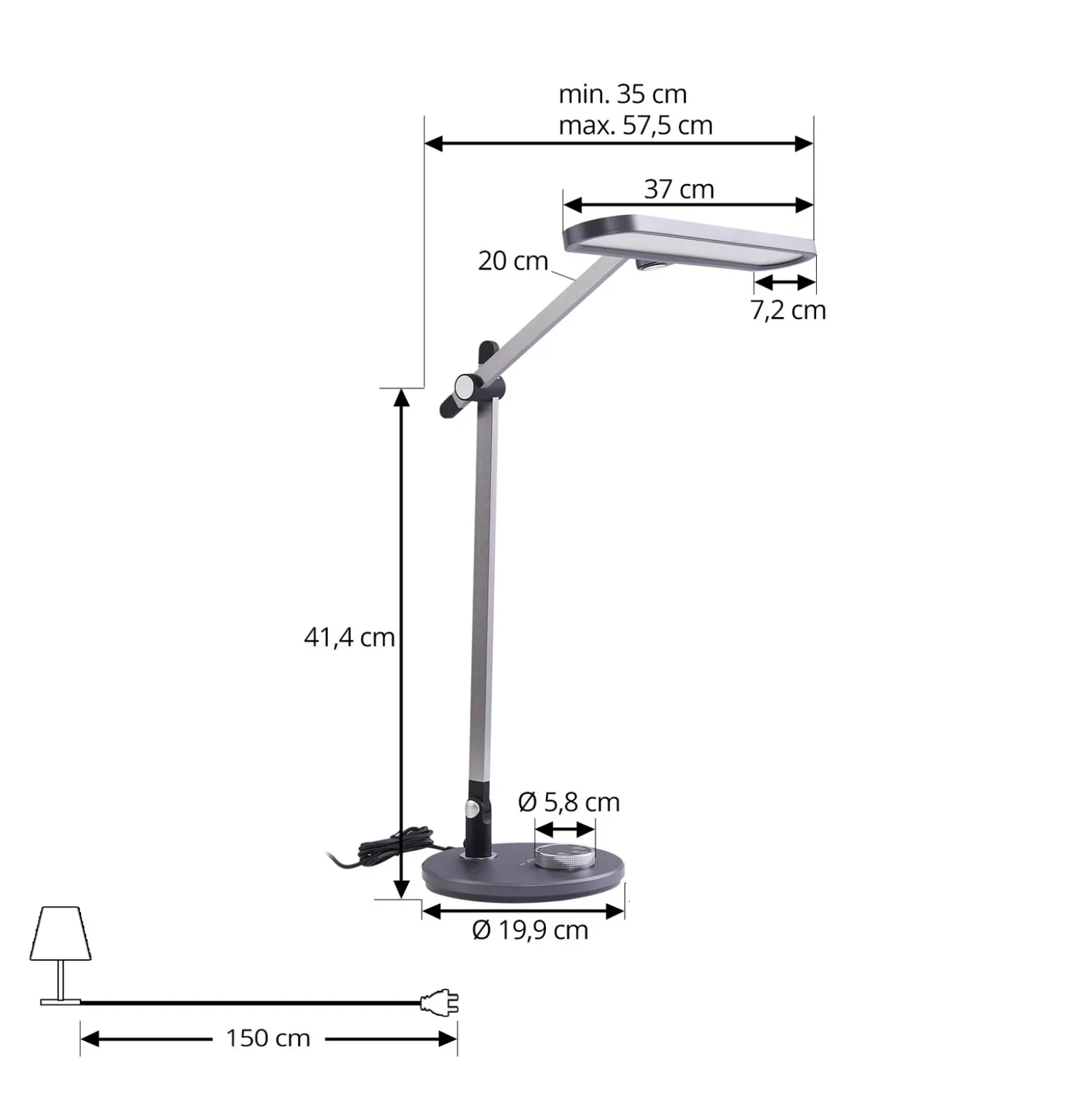 Lindby lámpara de mesa LED Elvir, gris, aluminio, altura 53cm, CCT