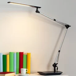 Lindby Lámpara de mesa LED Felipe, negra, base de pinza