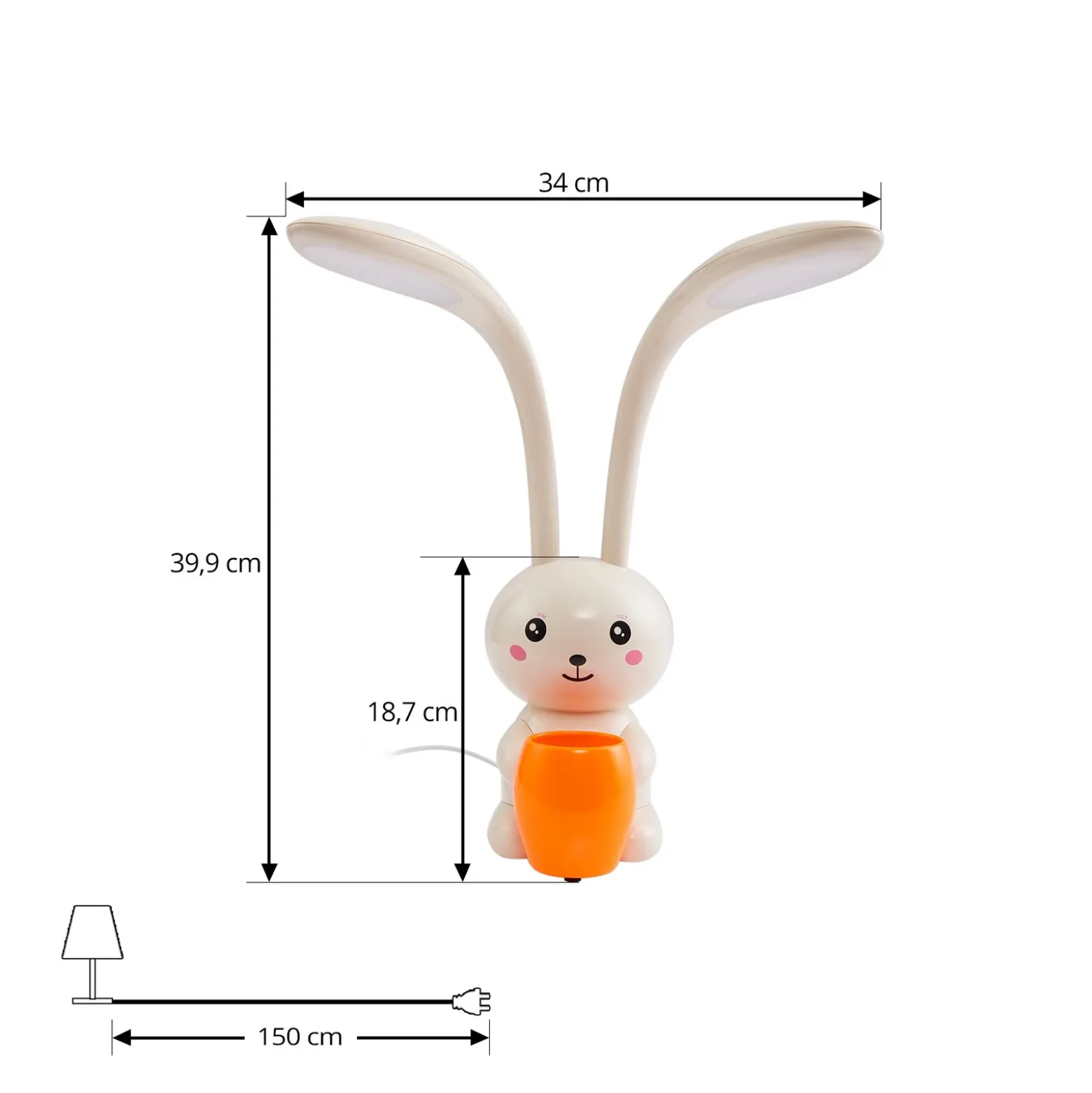 Lindby lámpara de mesa LED Haas, beige, plástico,CCT,altura39cm