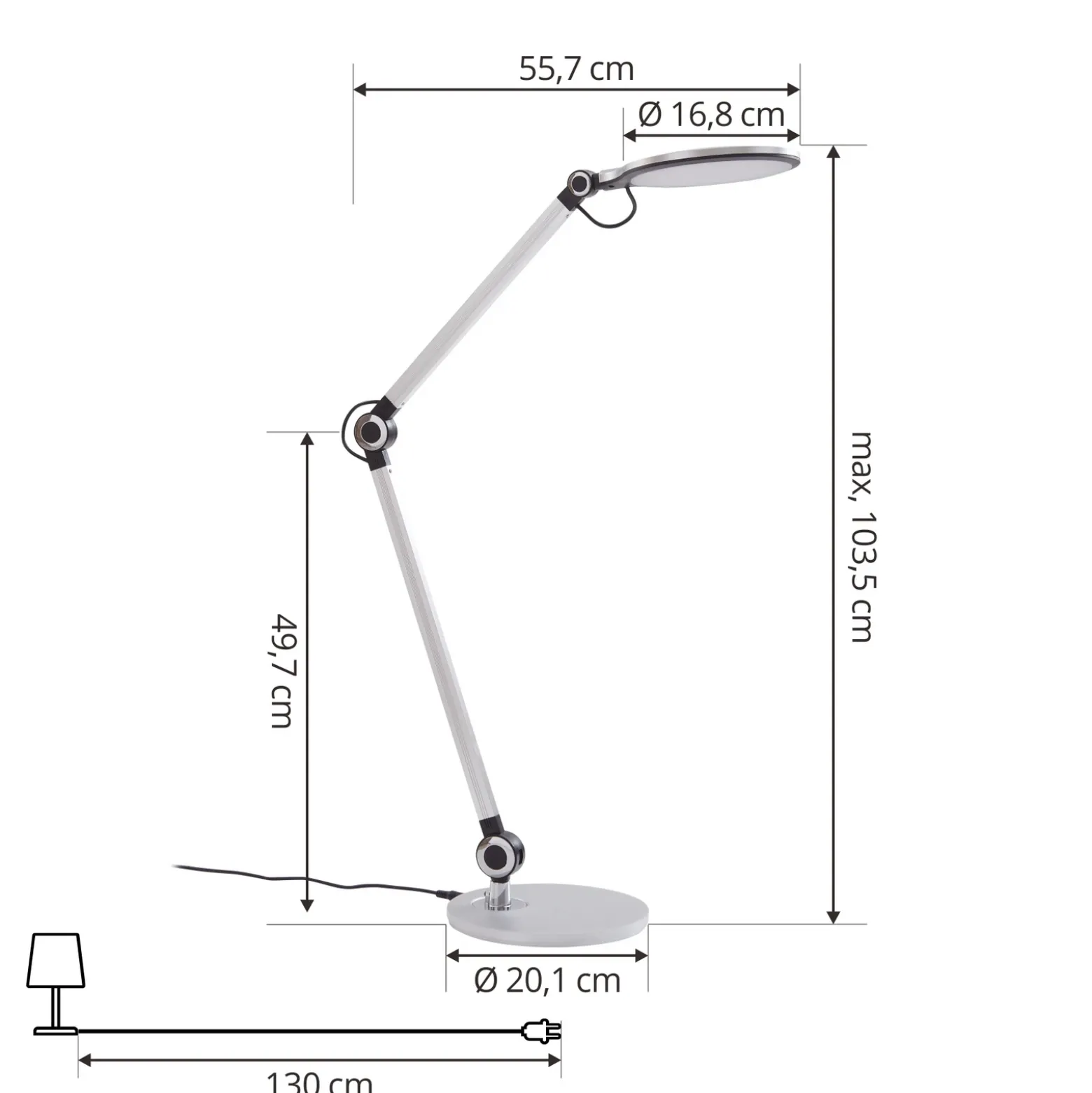 Lindby lámpara de mesa LED Nyxaris, plata, metal, CCT, 50 cm