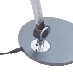 Lindby lámpara de mesa LED Nyxaris, gris, metal, CCT, 50 cm
