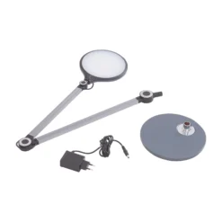 Lindby lámpara de mesa LED Nyxaris, gris, metal, CCT, 50 cm