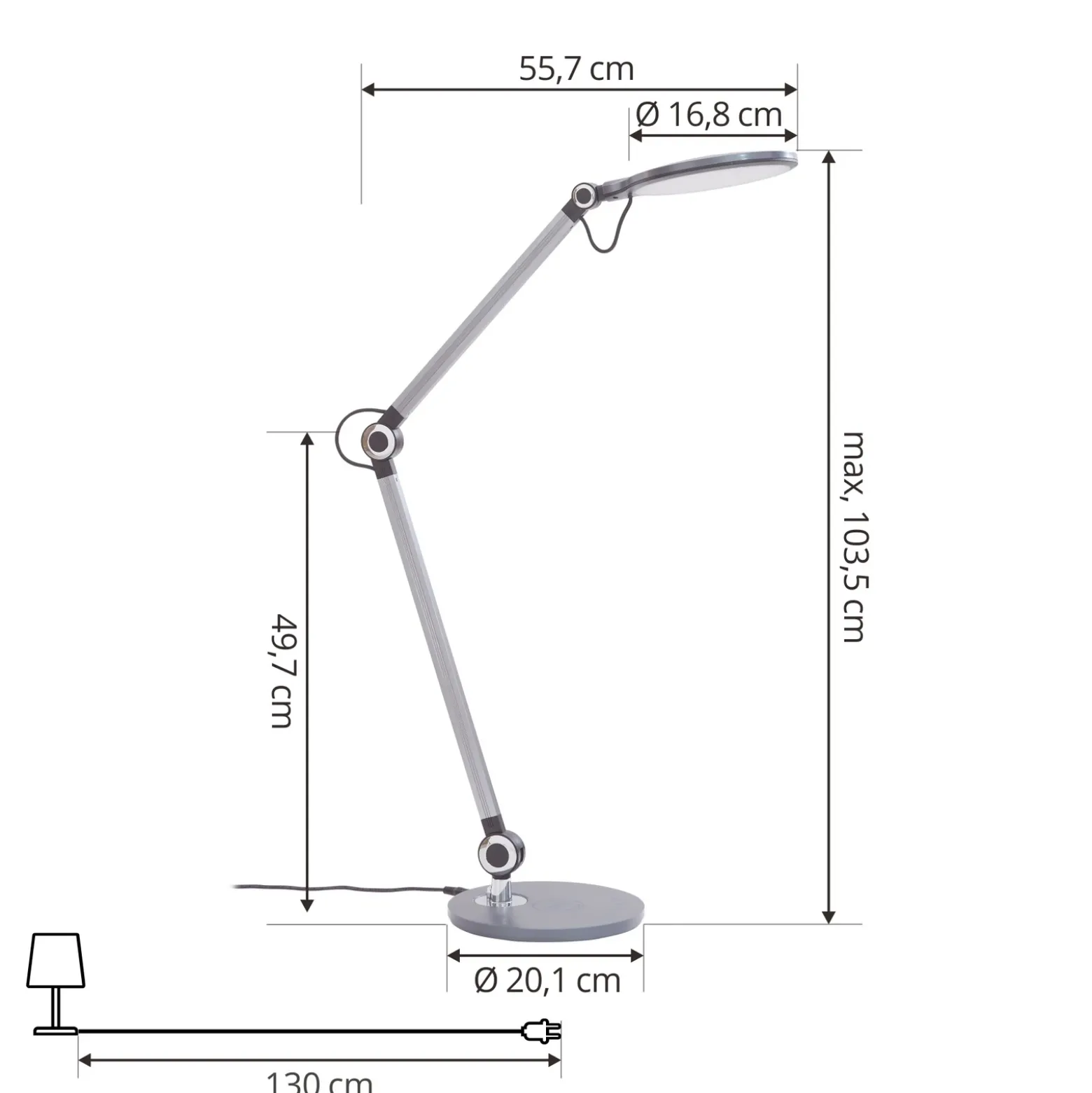 Lindby lámpara de mesa LED Nyxaris, gris, metal, CCT, 50 cm