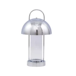 Lindby lámpara de mesa LED recargable Mareli, cromo, metal, Ø 18 cm