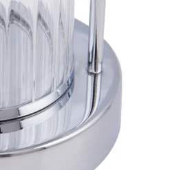 Lindby lámpara de mesa LED recargable Mareli, cromo, metal, Ø 18 cm