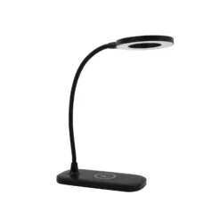 Lindby Lámpara de mesa LED Siona negra CCT atenuable Estación de carga