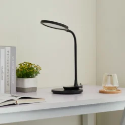 Lindby Lámpara de mesa LED Valtaria, negra, CCT, atenuable